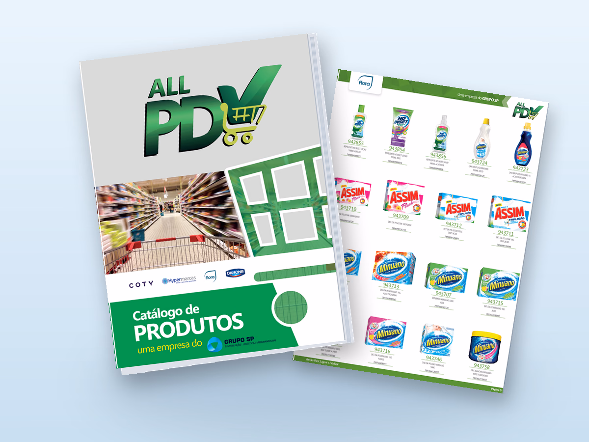 Catálogo impresso de All PDV, criado pela Gerencie Web.