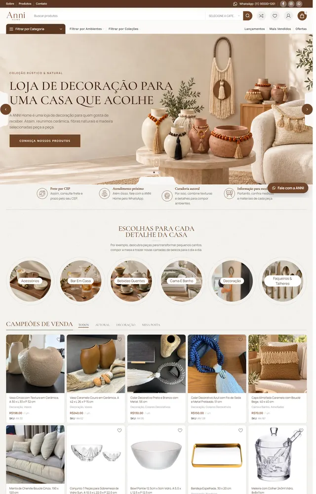 Site ANNI Home aberto no computador e no celular.
